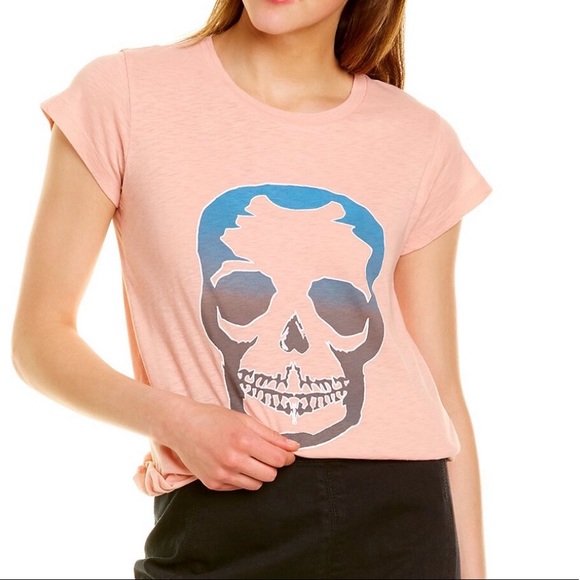 Zadig & Voltaire skull t-shirt powder pink with graphic skull front M & L - Picture 1 of 6